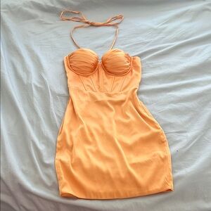 Oh Polly Orange Spaghetti Strap Bodycon Mini Dress
